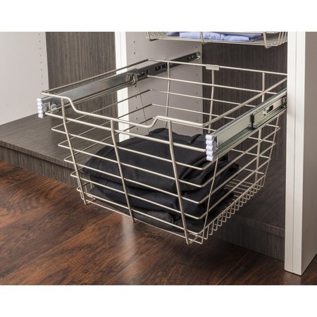 Hardware Resources Dark Bronze Closet Pullout Basket with Slides 14"Dx17"Wx17"H POB1-141717ORB